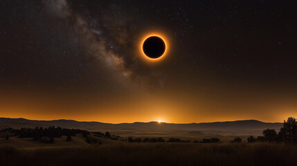 A stunning solar eclipse with the Milky Way in the background