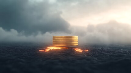 Gold Coins Lava Landscape Success.