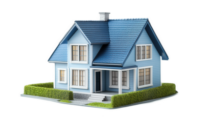 3D Model of a Light Blue House