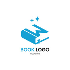 book logo design with letter W. bookstore, library and printing logo
