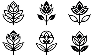 Botanical Floral Logo Icon Set design