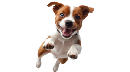 Adorable Puppy in Mid-Air Jump