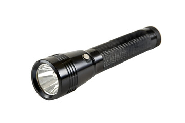 Compact LED Flashlight with Buttons on Plain Surface.