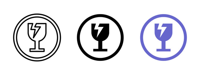 Fragile icon. Broken glass warning vector illustration. Caution label for shipping and packaging. Safety sign for handling delicate or breakable items.