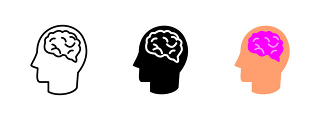 Brain icon. Human intelligence vector illustration. Mental health and cognitive thinking symbol. Psychology and neuroscience pictogram. Knowledge, memory and consciousness concept.