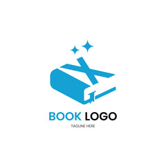 book logo design with letter X. bookstore, library and printing logo