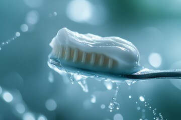 Toothbrush and toothpaste with fresh mint leaves for oral hygiene, symbolizing freshness, cleanliness, and daily dental care essentials for a healthy smile and fresh breath.