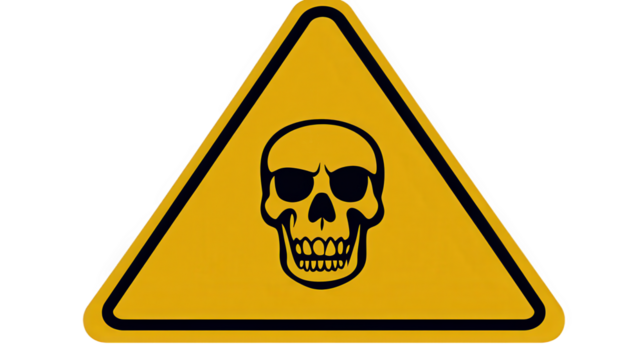 Caution Warning Sign Skull - Powered by Adobe