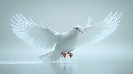 Fototapeta premium White dove flying and showing freedom and peace