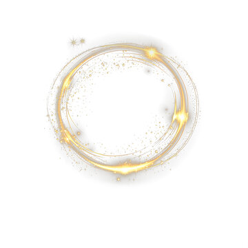 A modern illustration of circle halo lens flare effects for overlay designs, featuring glowing rings, vortex patterns, and circular bright flares with sparkling details.