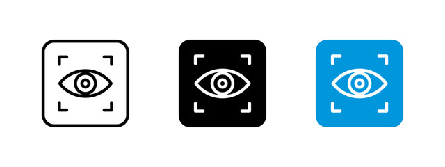 Eye recognition icon. Biometric security vector illustration. Surveillance and access control symbol for digital identification, safety verification and privacy protection.