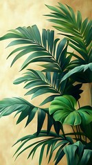 Obraz premium Lush palm leaves tropical illustration high resolution picture