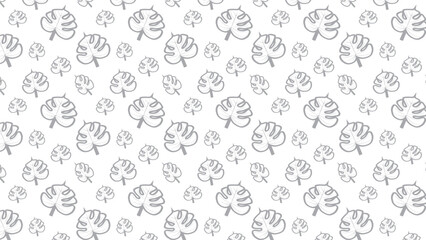 Seamless Monstera Leaf Pattern with Minimalistic Grey Tones