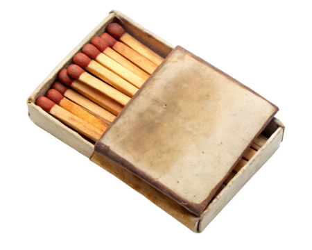 box of matches isolated