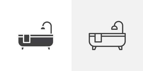 Bathroom icon vector set in black flat and line stroke style