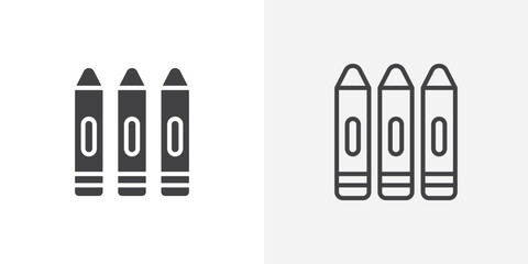 Crayon icons symbol. Flat and line design style.