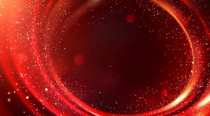 Product showcase on a red-themed exhibition booth with golden particles, perfect for business, commercial celebrations, product launches, and e-commerce events, with ample whitespace background to emp