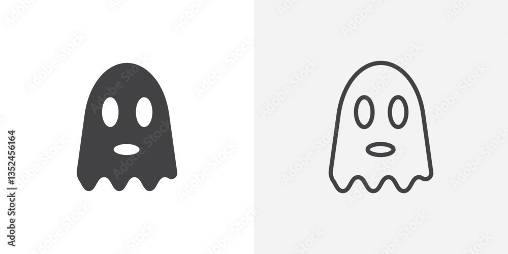 Canvas Prints ghost icon vector set in black flat and line stroke style