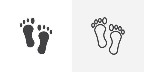 Foot icon vector set in black flat and line stroke style
