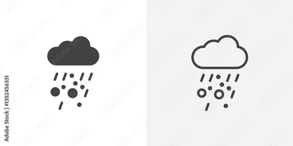 Wall mural hail icon vector set in black flat and line stroke style