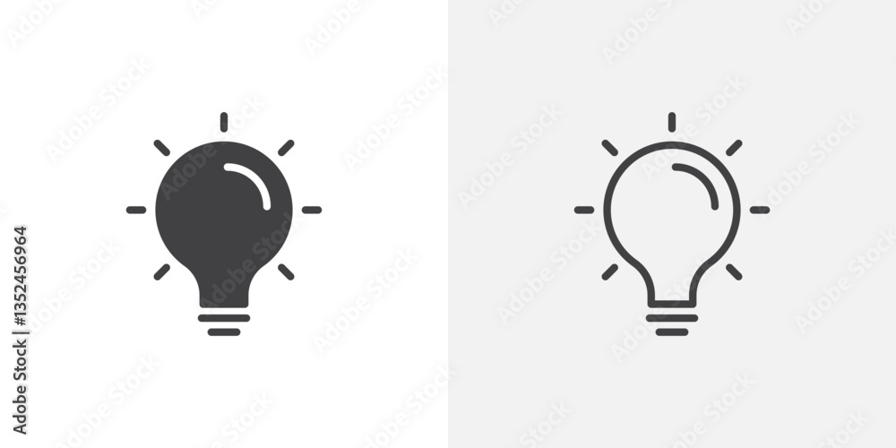 Wall mural light bulb icon vector set in black flat and line stroke style