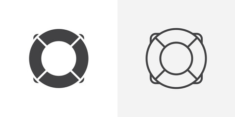 Life buoy icon vector set in black flat and line stroke style © Creatives