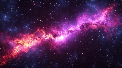 Fototapeta premium A colorful cosmic nebula illuminated by the countless stars around it