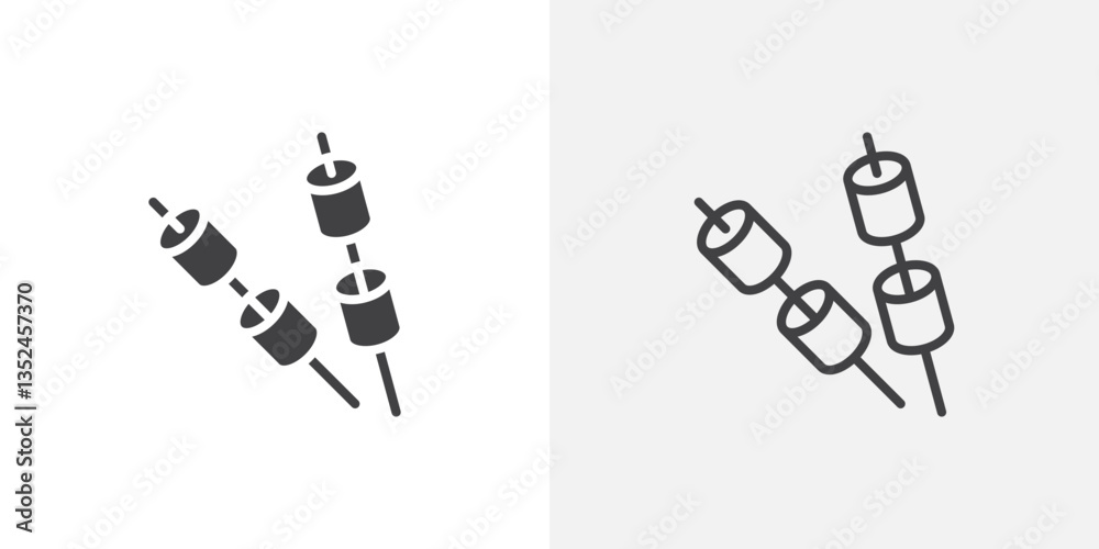 Canvas Prints marshmallow icon vector set in black flat and line stroke style