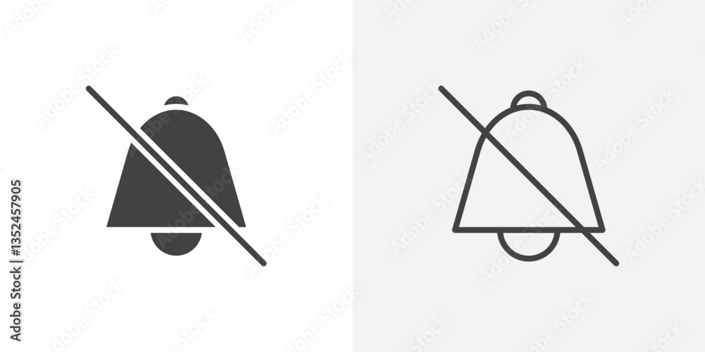 Canvas Prints notification off icon vector set in black flat and line stroke style