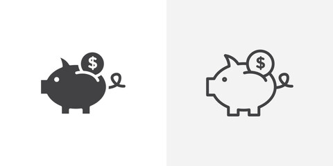 Piggy bank vector icon symbol. illustration sign collection.
