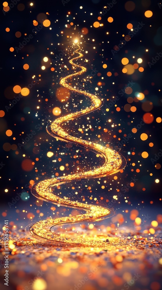 Canvas Prints a glowing swirling golden light path with surrounding bokeh