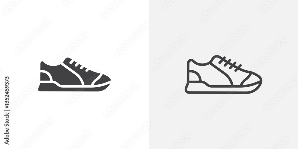Canvas Prints sneaker icon vector set in black flat and line stroke style