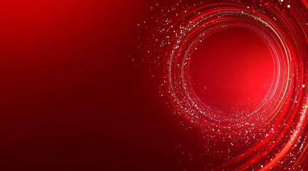 Product showcase on a red-themed exhibition booth with golden particles, perfect for business, commercial celebrations, product launches, and e-commerce events, with ample whitespace background to emp