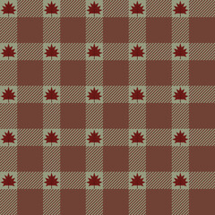 Scottish cage, tartan and checkered background. Seamless checkered and autumn leaves pattern for texture, wallpaper, textile, surface, fashion, stationary, home decor and wrapping.
