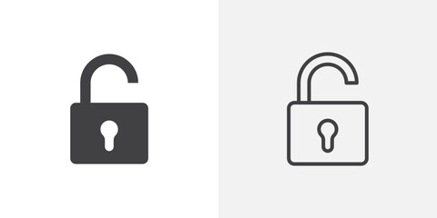 Unblocked icon vector set in black flat and line stroke style