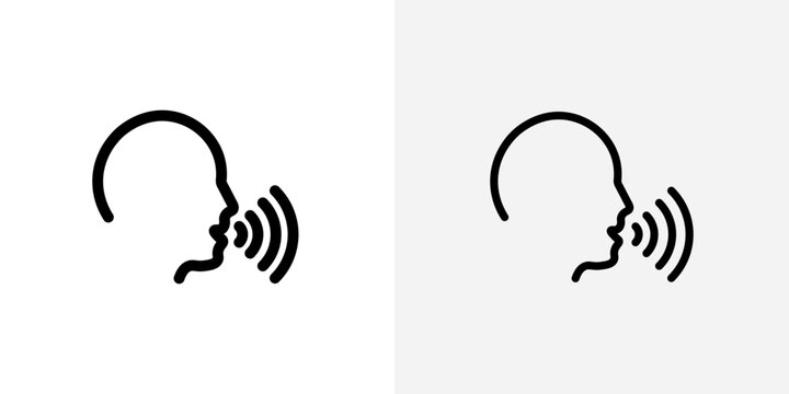 Voice icon vector set in black flat and line stroke style