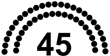 45 seats circles organized in a circle, a round formed by vector 45 assets round shaped.