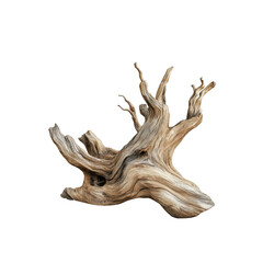 Fototapeta premium Unique driftwood formation highlights intricate textures and shapes, ideal for creative projects or nature-inspired decor.