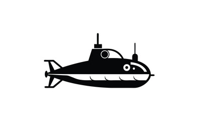 Submarine silhouette vector with periscope details