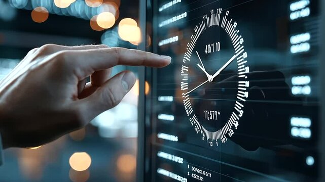 Clock Made of Stock Tickers in Trading Room