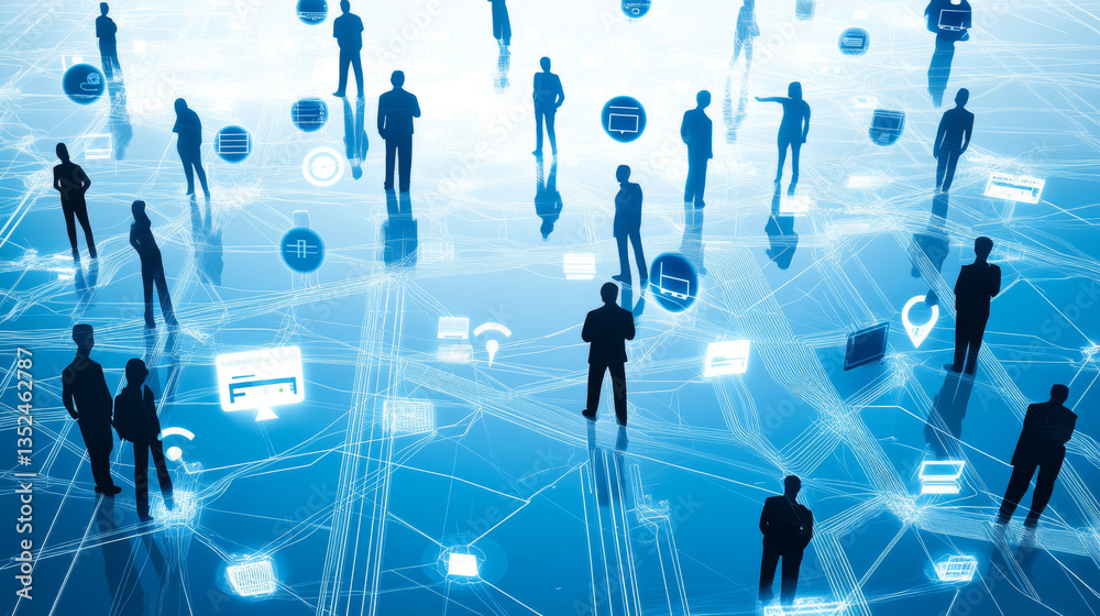 Poster digital network data and communication network concept abstract background
