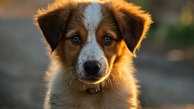 A cute puppy gazes with pitiful eyes, evoking emotions of love and compassion. Its innocent expression captures hearts and invites affection, symbolizing loyalty and friendship.