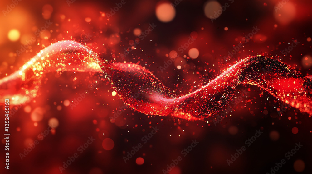 Poster red futuristic stream. digital line flow with dust and particle abstract background texture. 3d rend