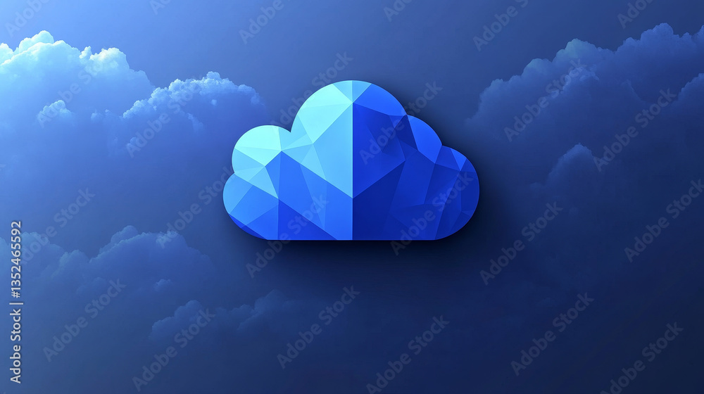 Poster cloud computing technology database security concept backup transfer. there is a large cloud icon pr