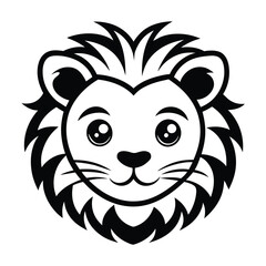 cute Lion baby head outline silhouette logo 