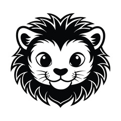 cute Lion baby head outline silhouette logo