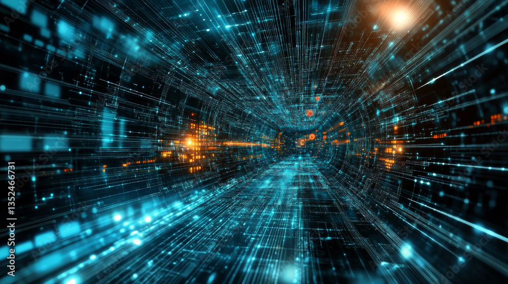 Poster digital network data and communication network concept abstract background