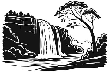 Fototapeta premium Mystical Waterfall in the Caucasus Mountains