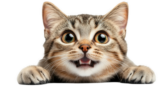 Playful Tabby Kitten Peeking Through