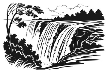 Fototapeta premium Majestic Waterfall in the Heart of the Caucasus